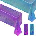 Blue & Purple Holographic Laser Tablecloth 40" x 108" Iridescence Frozen Mermaid Birthday Party Table Cloth Plastic Foil Table Cover For Under The Sea Ocean Winter Wedding Anniversary Party Supplies