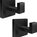 2 x 2 Pack Heavy Duty Stainless Steel Towel Hooks,Wall Mounted Square Robe Hooks,Holder Robe Hooks for Bathroom, Kitchen, Bedroom,Matte Black