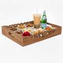 Mela Artisans Orchid Design Wooden Decorative Tray with Handles | 16x12x2.5 Mango Wood Ottoman Tray | for Kitchen Countertop | Coffee Table | Snacks | Desserts | Breads | Bedroom Decor