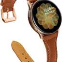 Joyozy Leather Band Compatible with Samsung Galaxy Watch 5Galaxy Watch Active2 40mm 44mm,Woman Men 20mm Slim Leather Wristband Strap for Galaxy Watch 42mm Samsung Galaxy Watch 4 40mm 44mmWatch 4 (Brown/Rose Gold)