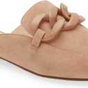Juliet Holy Womens Mules Flats Pointed Toe Backless Loafers Slip on Metal Chain Slides (9.5, Plastic Chain-blush Camel)