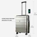 KROSER Carry On Luggage with Spinner Wheels & Built-in TSA Lock, Expandable Top Opening Hard Shell Suitcase Large Capacity Durable Rolling Luggage with USB Port, Carry-On 20-Inch, Champagne
