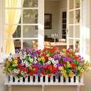 Artifical Flowers for Outdoors,24 Bundles Uv Resistant Artificial Outdoor Flowers for Decoration,Realisic Fake Flowers for Planters,Faux Silk Flowers for Outside Home Decor Indoor Window Box Vase