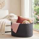 XXXXL 125L Extra Large Woven Blanket Basket, 25" x 18" x 17" Jumbo Cotton Rope Storage Basket with Handles Toy Storage Bins for Laundry Hamper Nursery Organizer Living Room Home(Dark Gray)