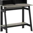 Furinno Simplistic A Frame Computer Desk, Black/French Oak Grey with Monitor Stand, A Frame Computer Desk, Office Desk, for Home Office, Bedroom, Study Room, Dorm, 32 inches