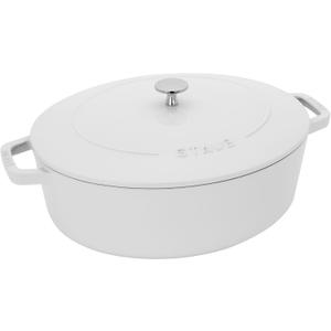 Staub Cast Iron 6.25-qt Shallow Oval Dutch Oven - White