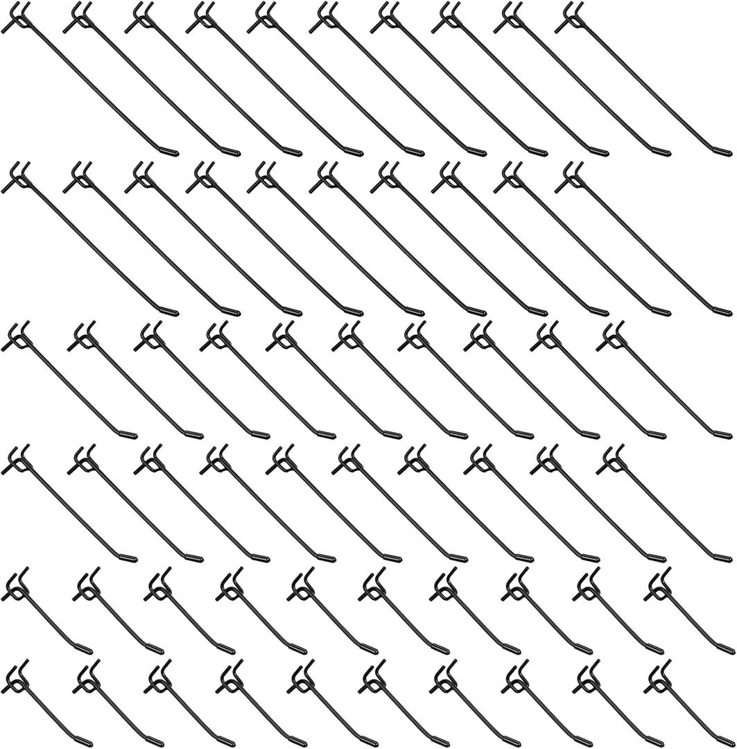 60 Pack Black Pegboard Hooks, 2/4/6 Inch Heavy Duty Peg Board Shelving Hooks Accessories Fit 1/4" PegBoard Peg Board Tool Hangers, Metal Hanging Pegboards for Garage, Craft Organizing, Kitchen Store