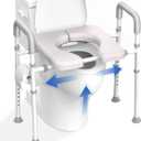 Raised Toilet Seat with Handles - Width & Height Adjustable Toilet Seat Risers for Seniors, Heavy Duty Handicap Toilet Riser, Fit Any Toilet, Up to 400lbs