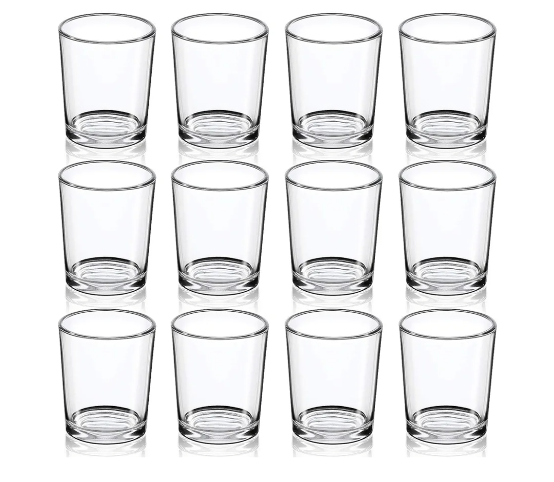 Votive Candle Holders Set of 12 - Glass Votives Holder - Clear Floating Tealight Candle Holder Bulk for Table Centerpieces & Wedding Decor