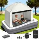 Inflatable Toddler Travel Bed with Tent - Kids Air Mattress with High-Speed Pump - Portable Blow Up Air Cribs with Safety Sides & Carry Bag - Lightweight Camping Tent for Outdoor - khaki & Grey 67inch