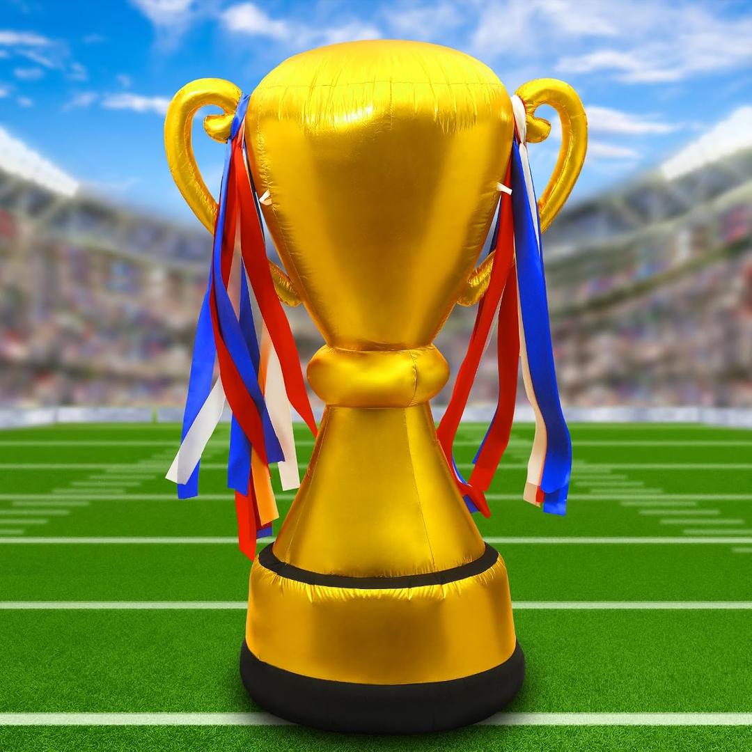 Leyndo 6.56 ft Giant Inflatable Golden Trophy Outdoor Decorations Award Trophies Inflatable Decor Large Trophy for Soccer Basketball Football Sports Competitions Party Championship Winner MVP Trophies