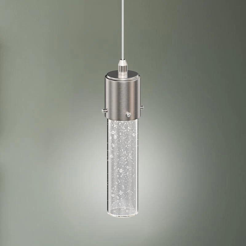 LEDMyplace 8W LED Pendant Light Fixtures, Dimmable, 3000K Warm White, 400 LM, Seedy Glass Shade, Brushed Nickel, Decorative Hanging Chandelier for Bedroom, Living Room, Hallway, Farmhouse, E26 Base