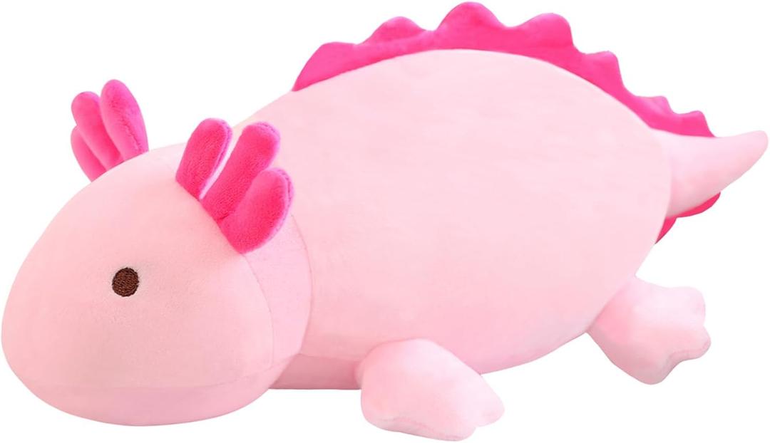 SQEQE Weighted Axolotl Plush Toy, Pink Axolotl Stuffed Animals Cute Plush Pillow, Cute Weighted Stuffed Animals Gifts for Girls & Boys Pink 23.6 Inch, 3.1 Lbs, Pink Axolotl