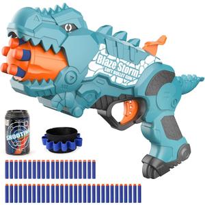 Dinosquad Dinosaur Blasters Toy for Toddlers, 50 Soft Foam Bullets & 5-Dart Rotating Drum, Dino Soft Bullet Blasters for Indoor Outdoor Shooting Game for 6 Year Old Boys Girls and Up