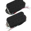 FLEOR Neck+Bridge Pickup Set Ceramic Double Coil Humbucker Pickups for Electric Guitar Pickup Replacement-Black