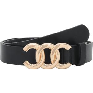 Women Belt for Jeans Dress Cinch Waist Belt for Ladies Faux Leather Belt with Gold Buckle (34-37 (Pant 12-14))