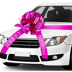 Happy Birthday Big Car Bow Large Gift Bow Wrapping Decoration for Birthday Christmas Party Decoration(20 Inches,Magenta)