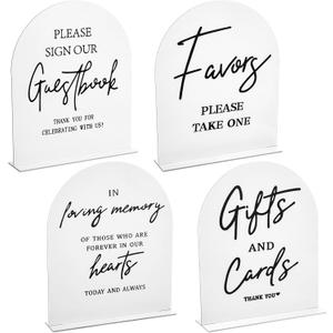 4Pcs Acrylic Wedding Signs for Ceremony and Reception, 8x10 Inch White Wedding Signage, Cards and Gifts Please Take One Signs In Loving Memory Sign, Weddings Reception Decor