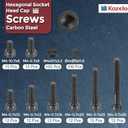 300pcs M4 Socket Head Cap Screws Bolts Nuts Assortment Kit - [M4x6/8/10/12/16/20/25/30mm] Alloy Steel Fully Threaded Black Oxide 12.9 Internal Hex Screw for 3D Printer Use