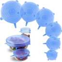 Silicone Stretch Lids 6 Pack Reusable Food Covers,Flexible Silicone for Bowls, Containers, Fruits Airtight & Leakproof Seal for Kitchen Storage(blue)