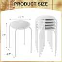 VECELO 6-Piece Stacking Stools, 17 Inch Standard Height, Padded Seat & Steel Legs, Portable Stackable Decoration Stools for School Classroom and Office Use, White