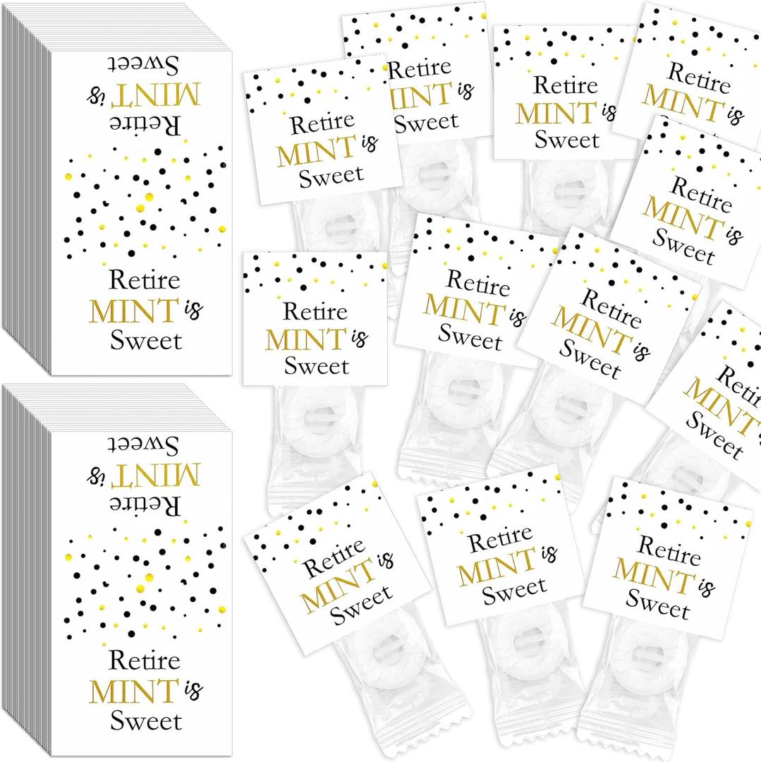 200 Pcs Retirement Party Favors Retire Mint Is Sweet Stickers, Individually Mint Toppers Bulk, Retirement Gifts Tags Decoration for Women Men