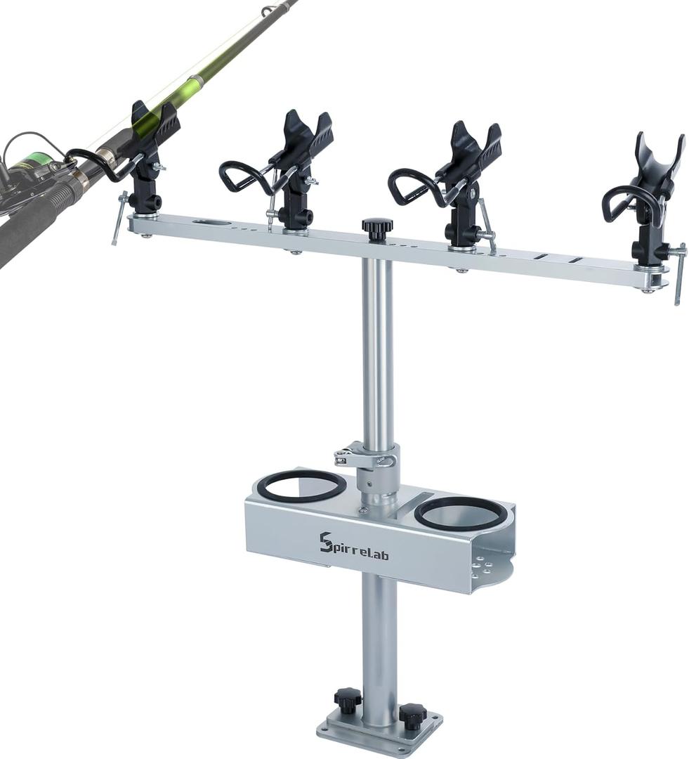 Spider Fishing Rod Holders for Boat, Aluminum Crappie Fishing Pole Mount, Adjustable Height & Angle, Boat Rod Rack for Spider Rigging