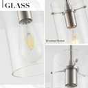 3 Pack Pendant Lights Kitchen Island, Adjustable Hanging Glass Pendant Light Fixtures, Brushed Nickel Pendant Lights Kitchen Island, Modern Kitchen Pendant Lighting Over Island, Medium