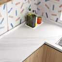 Livelynine 24 Inch Wide Carrera White Marble Peel and Stick Countertop Contact Paper Marble Contact Paper for Countertops Wateproof Wallpaper for Bathroom White Marble Wallpaper Peel Stick for Walls