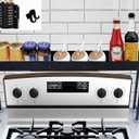 Horynar Over Stove Spice Shelf for Kitchen Spice Rack Organizer with Extra Black Basket and Hooks Great for Stove Top Shelf