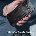 FNTCASE for iPhone 16 Plus Case: Military Grade Drop Proof Protection Mobile Cover with Kickstand | Matte Textured Rugged Shockproof TPU | Protective Sturdy Phone Case - 6.7 inch Black