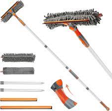 Eazer 89'' Squeegee Window Cleaner 2 in 1 Rotatable Window Cleaning Tool Kit with Extension Pole, Window Washing Equipment with Bendable Head for Indoor/Outdoor Window and Car Glass