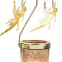 Mercury Glass Fairy Rotary Candle Holder Spinning, Gold Votive Tea Light Candle Carousel Spinner for Women Girls Gift Living Room Bedroom Home Decor
