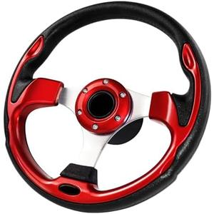 QYMOPAY 12.5 Inch Boat Steering Wheel With 3/4" Axle Marine Adapter, Anti-Slip for Boats, Yachts, Pontoon Boats, Red