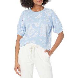 PJ Salvage Women's Loungewear Bandanarama Short Sleeve T-Shirt (Blue, XS)