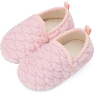Scurtain Unisex Kids Toddler Slippers (5.5-6 Toddler, Pink/Diamond Shape)