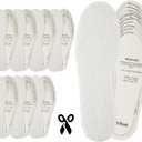 Handepo 10 Pairs Wool Shoe Insoles for Weather Cold Cut to Size Sheepskin Insoles Women Fluffy Wool Fleece Insole Unisex All Size Cozy Inner Warm with Dimension Chart Imitation Wools Insole