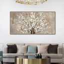 ArteWOODS Framed Canvas Wall Art Plum Blossom Flowers Canvas Pictures for Living Room Bedroom Wall Decor Abstract Elegant Floral Canvas Art Prints Artwork Home Office Wall Decoration 29" x 58" Natural