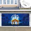 Christmas Nativity Garage Door Banner 7x16ft Large Scene Christmas Garage Door Cover Holy Religion Holiday Garage Door Backdrop Decorations Mural for Xmas Decor