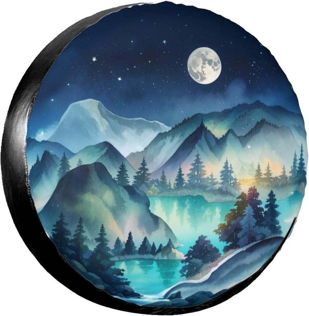 Mountains Natural Scenery Spare Tire Cover Wheel Protector Weatherproof Wheel Cover Universal Decorative Accessories for Camper RV SUV Travel Trailer 16 Inch