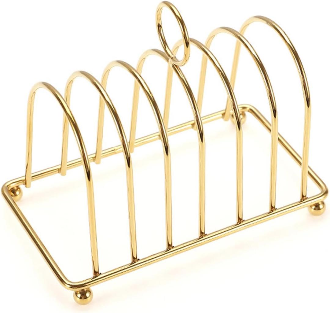 Bread Loaf Stand Toast Rack Holder Bread Stand Countertop Decoration Baking Shelf Grid Cooling Station for Kitchen Bakeware, Gold