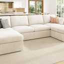 HONBAY Sectional Couch with Storage Seats, Modular Sectional Sofa with Storage Ottoman, U Shaped Sectional Couches for Living Room, Light Beige