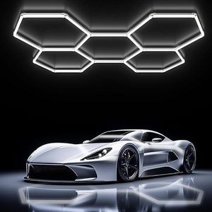 Updated Bigger Size Hexagon LED Garage Light: Ultra-Bright Hex Ceiling Lights, Hexagon led Lights for Garage Warehouse Workshop Gym Basement