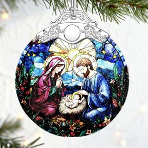 Christian Gifts: Stained Glass Nativity Scene Ornament | Christmas Ornaments (Christmas Tree Ornaments), Religious Decor, Holy Family Decoration, Religious Gifts, Baptism Gift & Xmas Gift