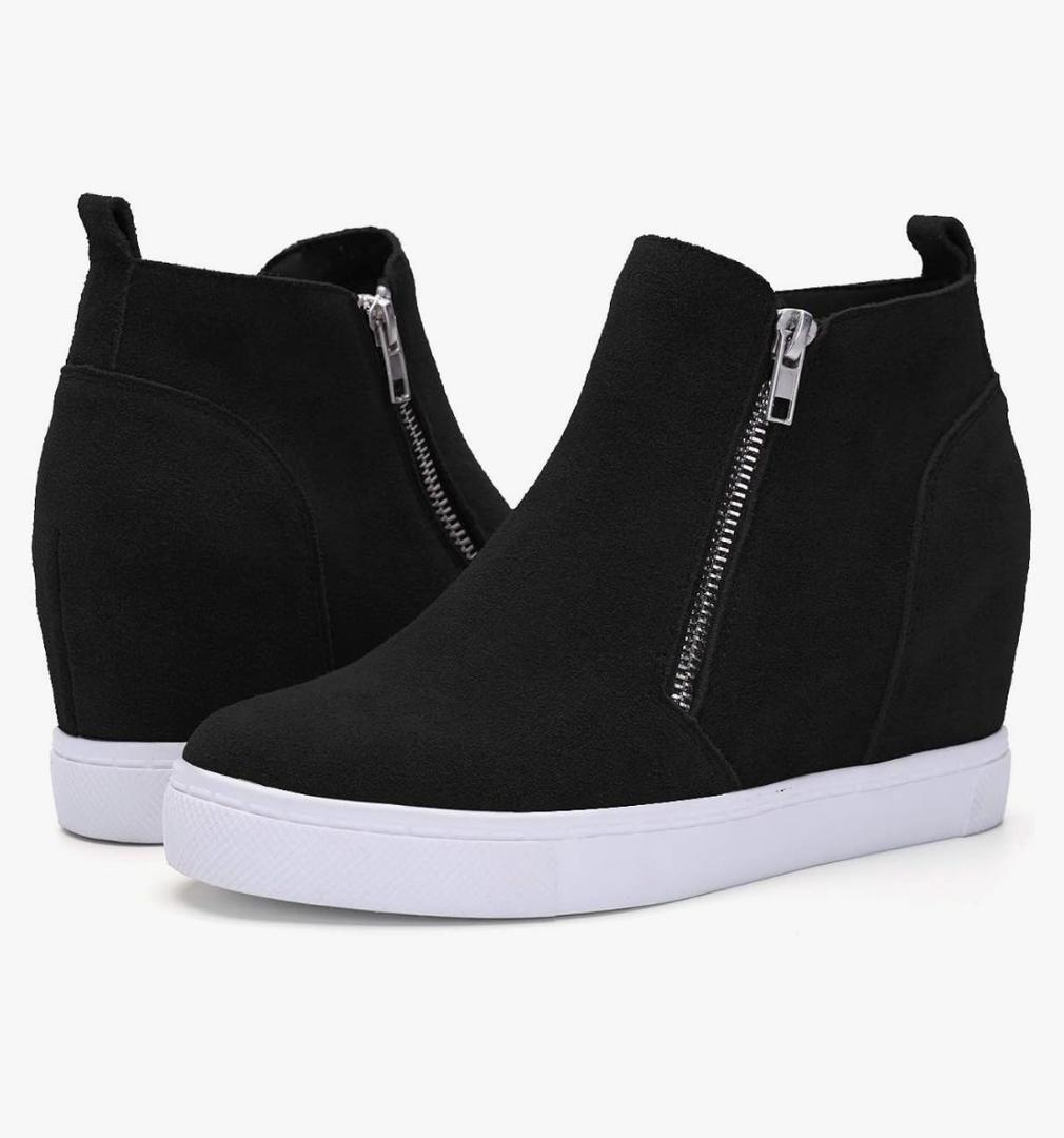 Athlefit Women's Wedge Sneakers Hidden Heel Platform Wedge Booties Hidden Wedgie Sneakers Size 8