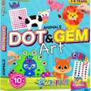 Craftikit 10 Dot Art & Gem Art Animal Kit Ages 3-8 - Dot & Gem Stickers Crafts for Kids - Arts and Crafts for Kids Ages 4-8