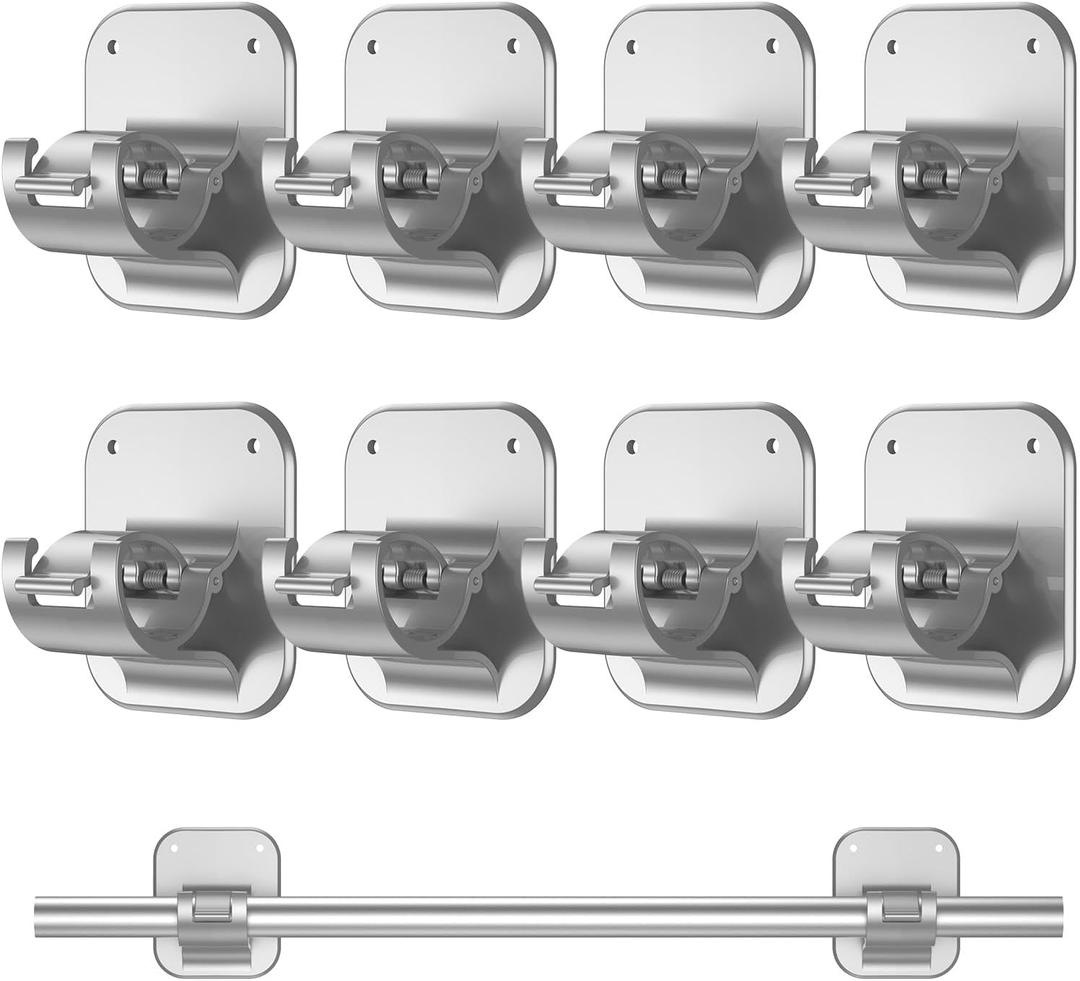 8 PCS Apartment Dorm Decor Curtain Rods No Drilling Brackets,No Drilling Holder Renter Friendly Adhesive Curtains Hooks for Hanging Drapes Rv Over Blinds Dorm Kitchen Bedroom Home Bathroom