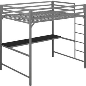 DHP 4308429 Miles Full Desk, Silver Metal Loft Bed