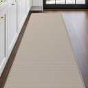 DEXI Kitchen Floor Mats Cushioned Anti Fatigue, 23x59 Standing Runner Rug | Beige Waterproof, Soft Comfort, Memory Foam Antifatigue Padded Mats for Desk Office, Sink, Laundry