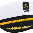 Yacht Captain hat,Sailor hat,Boat Captain hat,Navy Marines Costume Accessory for Adult Men Women white, black